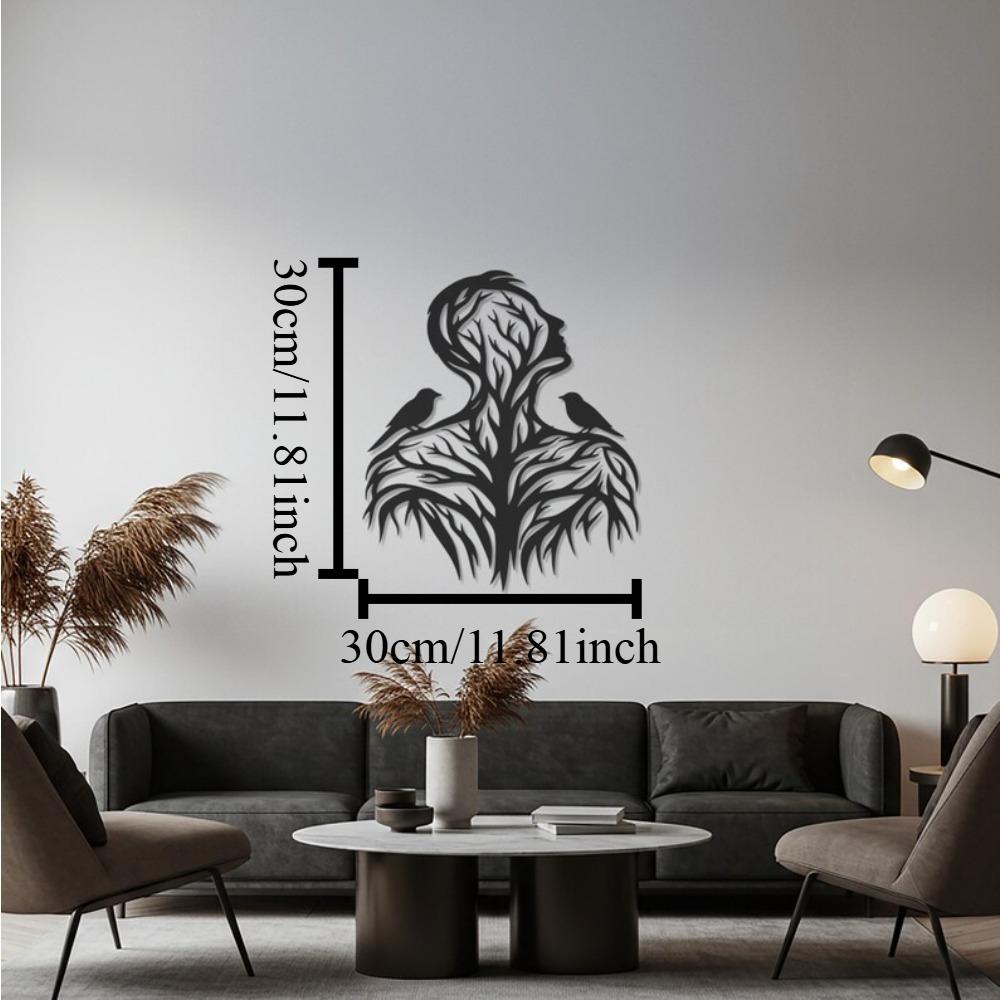 

Wrought Iron Woman Birds Wall Decor, Abstract Nature Metal Art, Elegant Feminine Silhouette Panel, Bedroom Living Room Office Gift Black