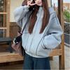Korean Style Hooded Long-sleeved Sweatshirt for Women Autumn New Casual Sports Style Splicing Design Foreign Style Jacket
