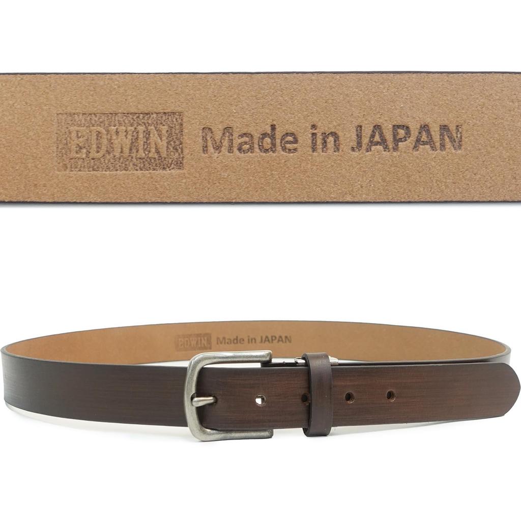 Fineplus EDWIN Belt, 0111222, 33mm X 117cm, Made In Japan, Cowhide Leather, Plain