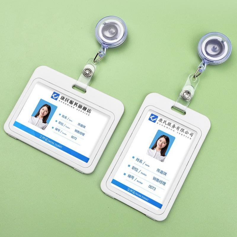ID Name Badge Credit Card Holder Employee's Staff Work Card Cover with Retractable Badge Reel Pass Bus Card Sleeve