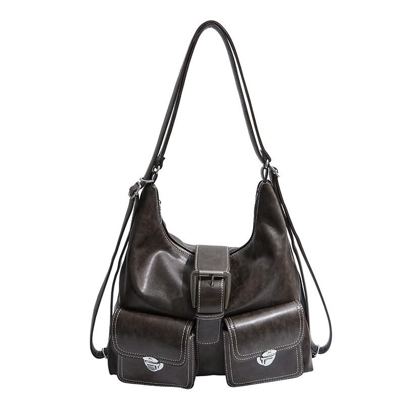 2025 New Sle Double oulder Bapa Trendy Leisure Handbags Retro Large Capaci Casual Women's Tote Bag Underarm Bag Fall Winter