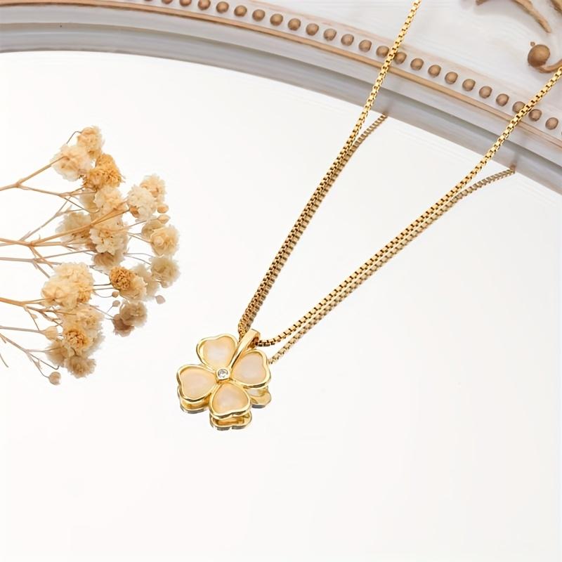 Vierblättriges Kleeblatt-Halskette - Exquisite Blütenblatt-Schlüsselbein-Kette, Minimalistisch-Chic Dekolleté, Elegantes Andenken-Geschenk für Partys und Freizeitkleidung