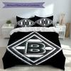 3pcs Borussia Monchengladbach Logo Duvet Cover Set, Includes 1 Duvet Cover and 2 Pillowcases,Skin-Friendly&Comfortable Fabric,Suitable Bedding Sets