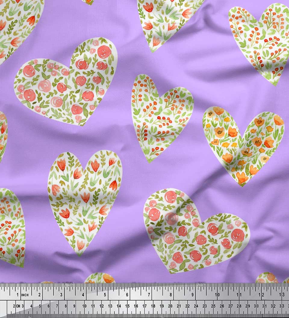 

Японська креп-атласна тканина Soimoi, принти на тканині з листям, квітами та серцями розміром 42 дюйми 42 Inch Wide - Poly Crepe рожевий