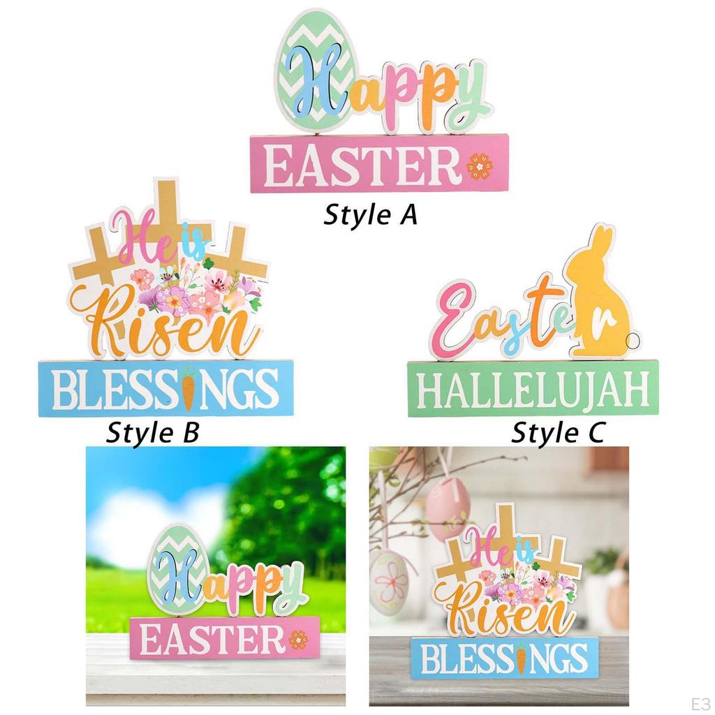 Easter Table Decorations Colorful Standing Wooden Letter Sign for Holiday