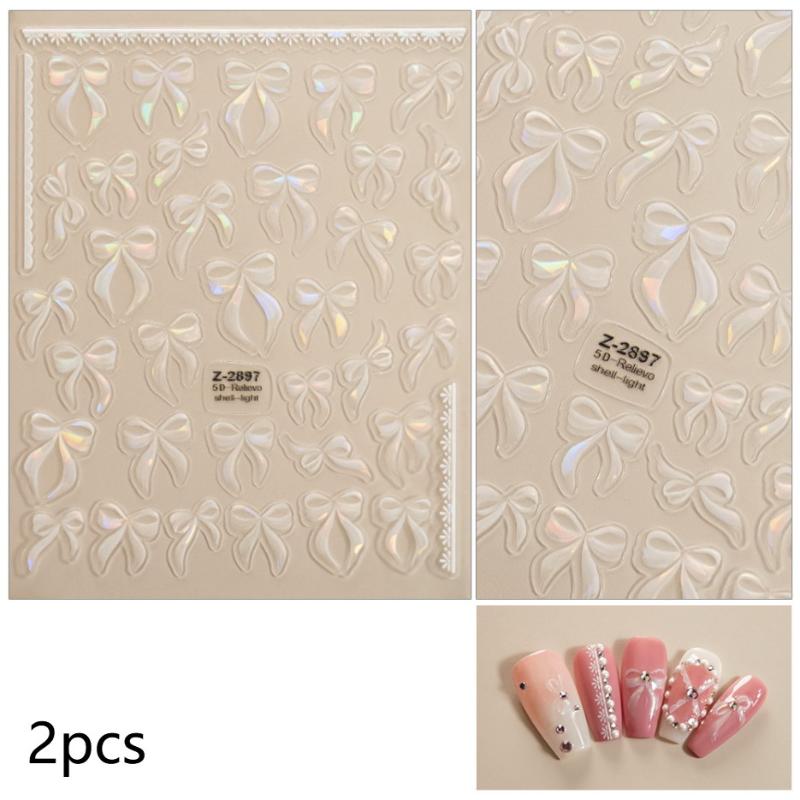 Shiny Bowknot Ribbon Knot Tie Knot Dreamy Fantasy Bright Chic Beauty Self Adhesive 5D Nail Art Sticker Manicure Decal