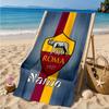 Custom Name Beach Towel Roma Football Crest Emblem Microfiber Beach Towel, Lightweight for Summer Travel, Swimming Pool Fan Birthday Gift