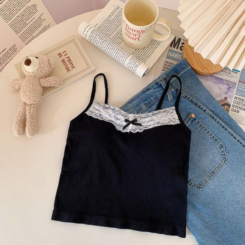 Autumn and Winter New Pure Desire for Sexy Bottom Lace Sleeveless Short Slimming Halter Vest Blouse