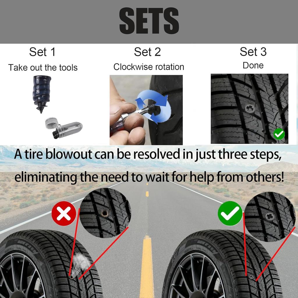 Tire Repair Rubber Nail, Vacuum Tire Repair Kits Spiral Rubber Nails, Self-Service Car Wheel Puncture Repair Screws For Car, Motorcycle, Truck,