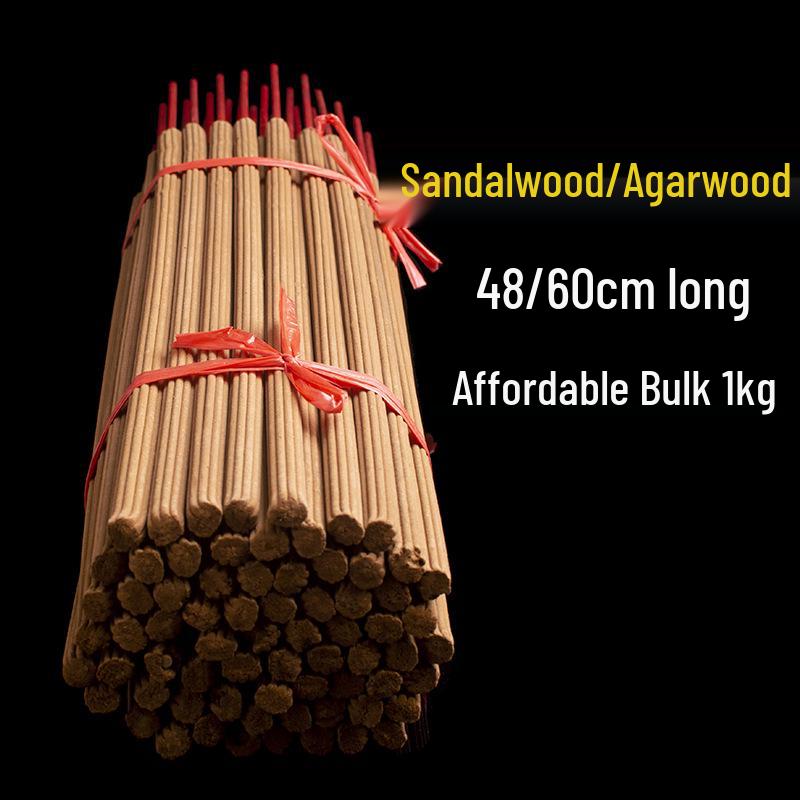 High-Grade Sandalwood & Agarwood Bamboo Incense Sticks for Temple Worship—48/60cm 60cm Sandalwood