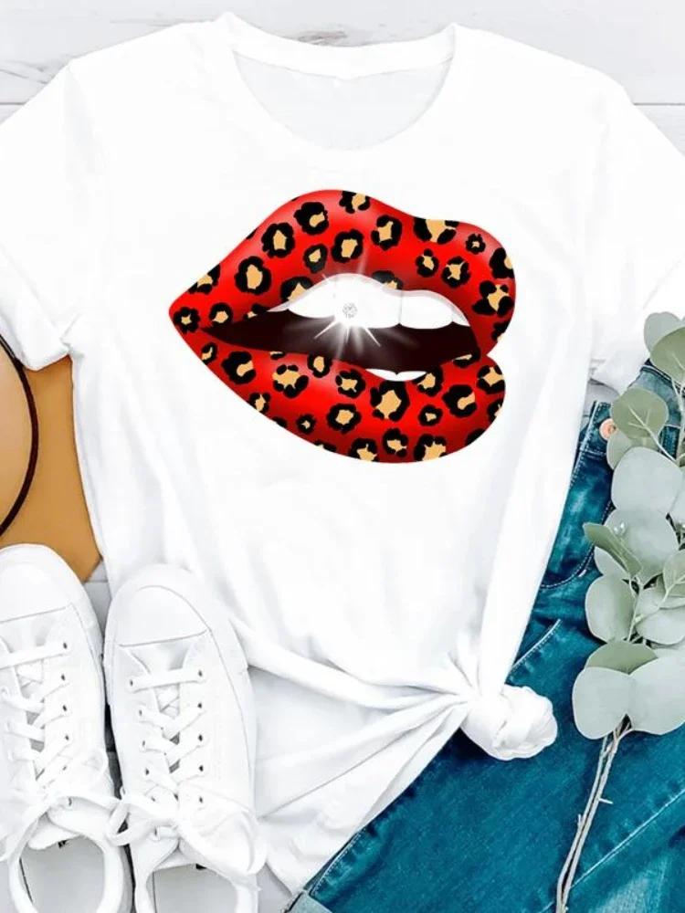 Leopard Love Heart Print Women T Shirt Short Sleeve O Neck Loose Women Tshirt Ladies Fashion Tee Shirt Tops Camisetas Mujer