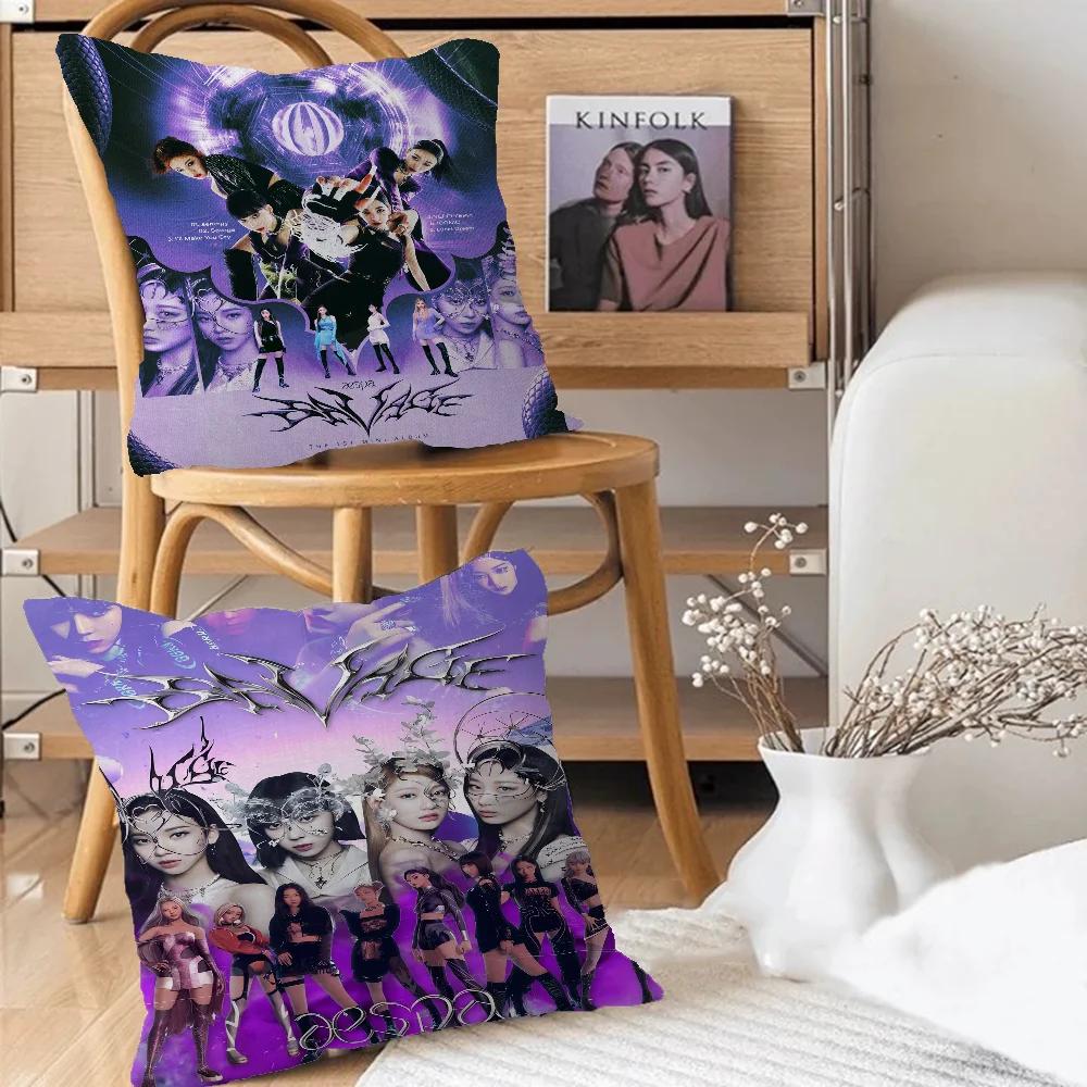 KPOP Koreansk Tjejgrupp A-AespaS Kuddfodral Kuddöverdrag Bil Prydnadskuddfodral För Soffa Bil Julklapp 40x40cm 45x45cm