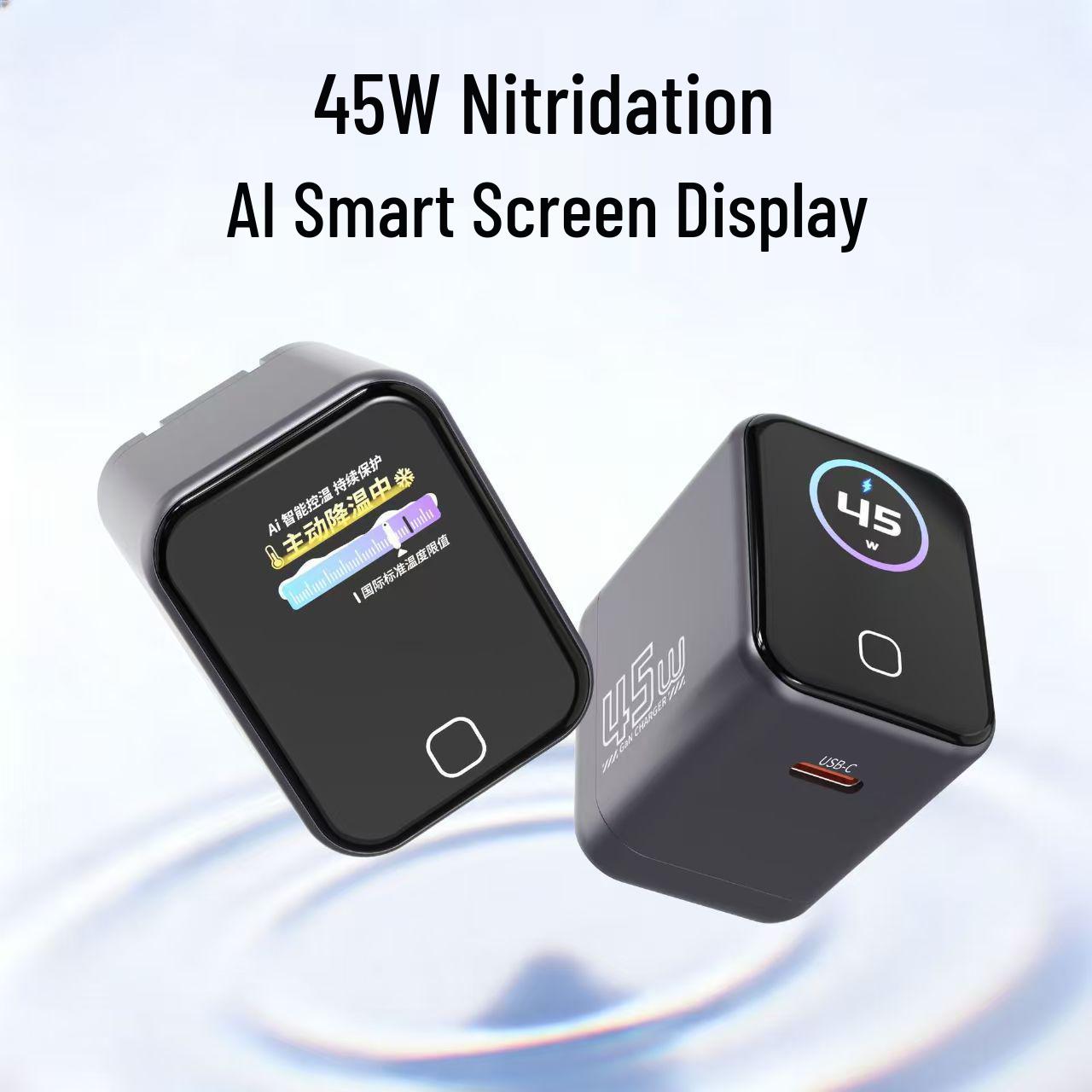 

45W GaN Fast Charger with AI Smart Display for Tablets and Phones US Plug