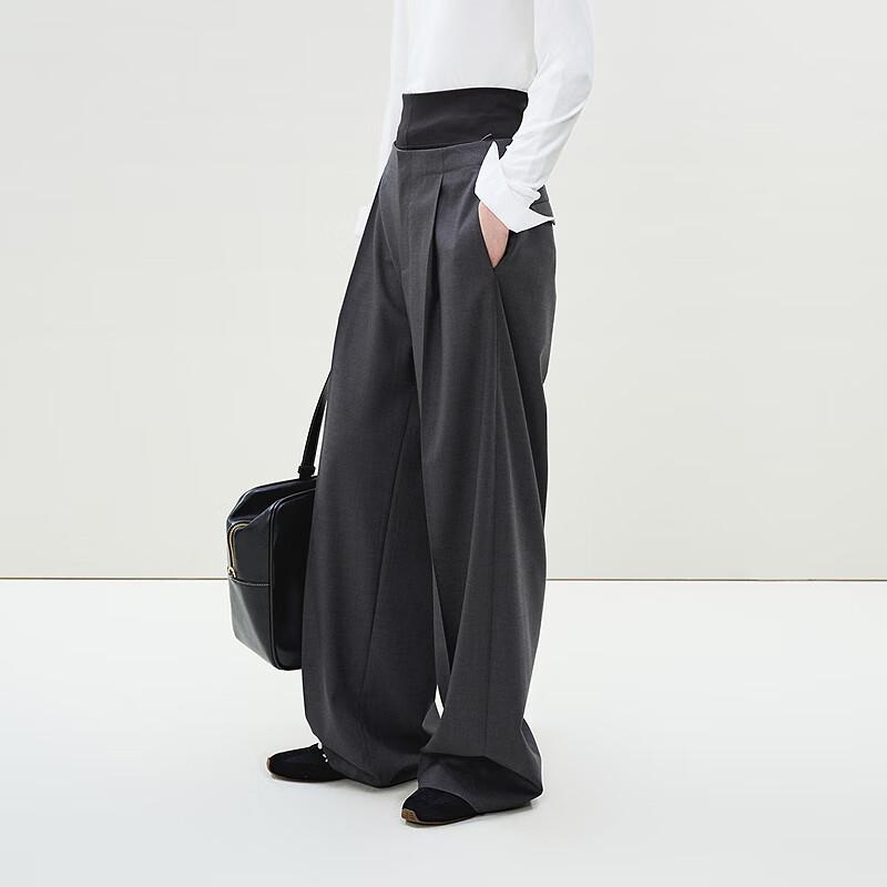 LESS 2025 Spring Collection Loose Wide-Leg Wool Trousers