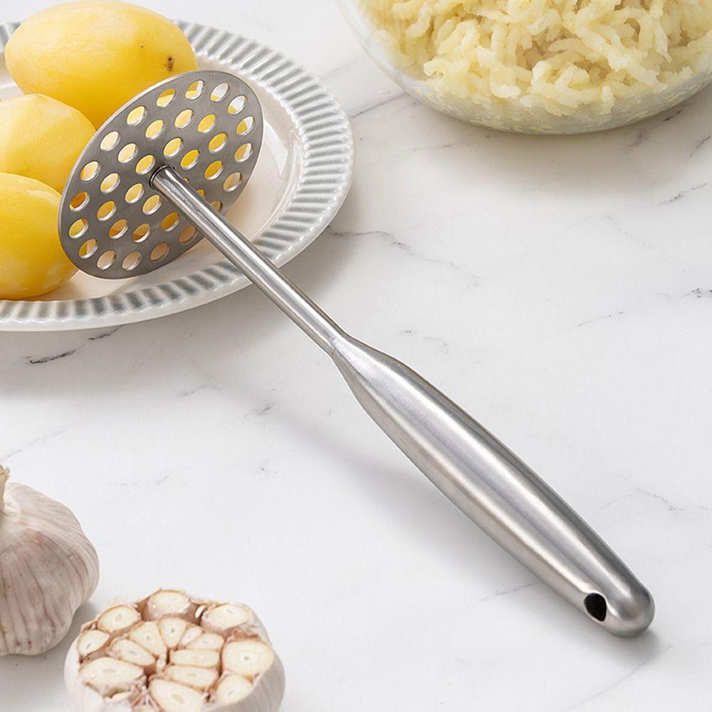 Hand Press Manual Potato Masher Comfort Grip Stainless Steel Vegetable Smasher Handheld Non-Slip Garlic Press Meat/Pumpkin/Egg