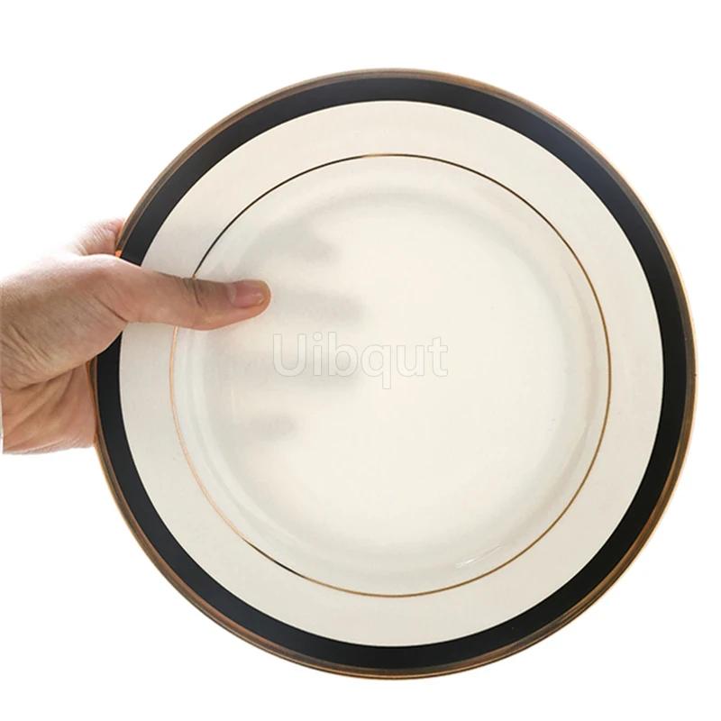 Western style steak plate Salad plate Table setting Dishes European style light luxury black shining Phnom Penh ceramic plate