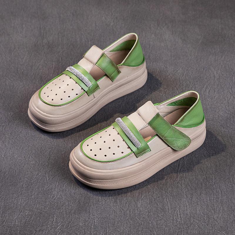 

The first layer of cowhide little white shoes for women in the summer of 2025, the new casual versatile color matching contrasting flat-soled small b 40