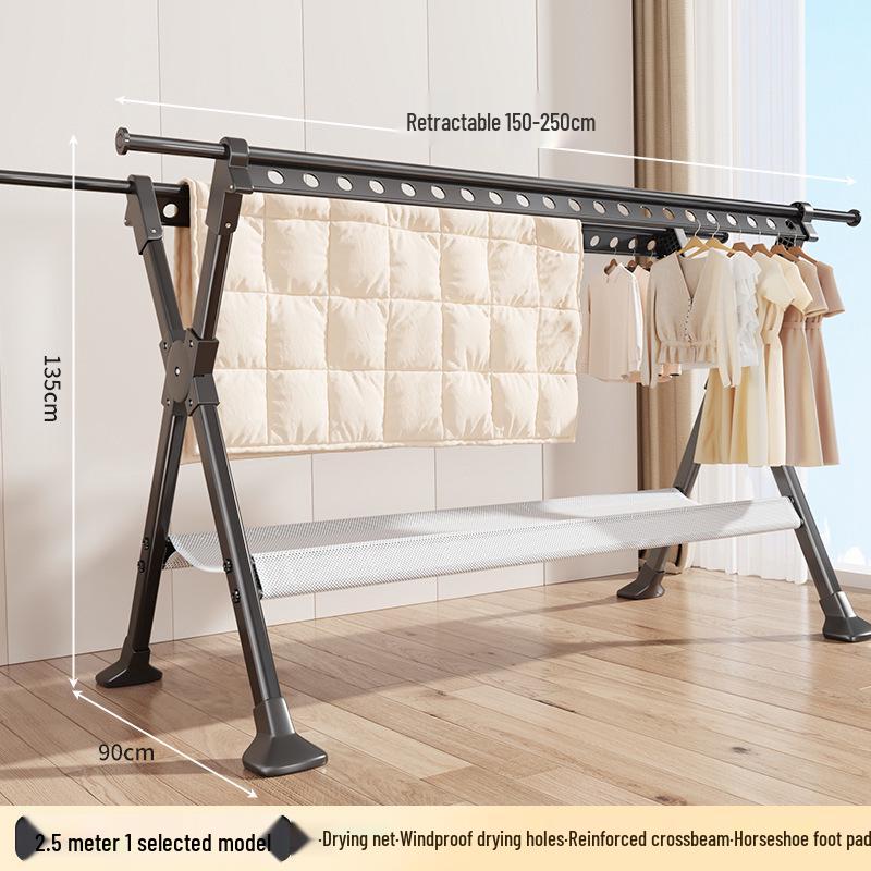 Retractable Foldable Octopus Clothes Rack: Floor-Standing Carbon Steel Eight-Legged Indoor Drying Pole for Clothes and Quilts