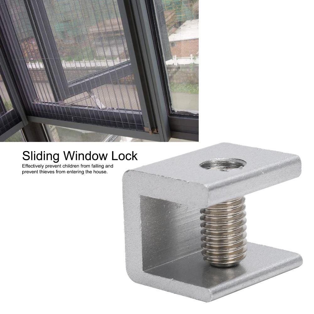 Silver Window Safety Lock Aluminum Sliding Window Stopper Adjustable Sliding Window Lock Security