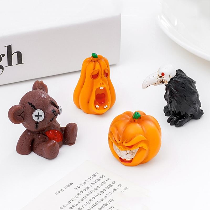 Halloween Figurine Decorations Micro Landscape Ghost Mini Pumpkin Skeleton Ghost Skull Ornament Resin Day Of The Dead Ornaments