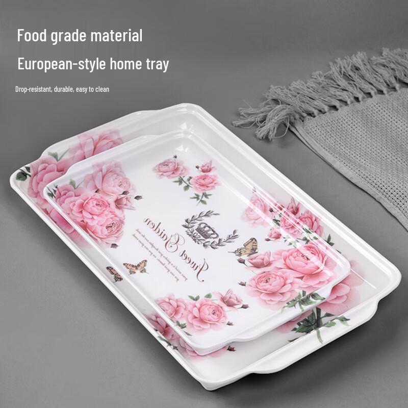 Crown Rose Rectangular Melamine Serving Tray