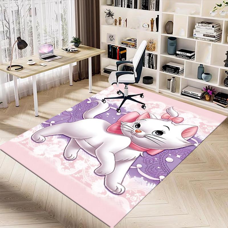 1pc Pink Heart Aristocats Carpet for Playroom Bedroom Living Room Sofa Home Decor,kids Game Area Rug Non-slip Floor Mat Y728135