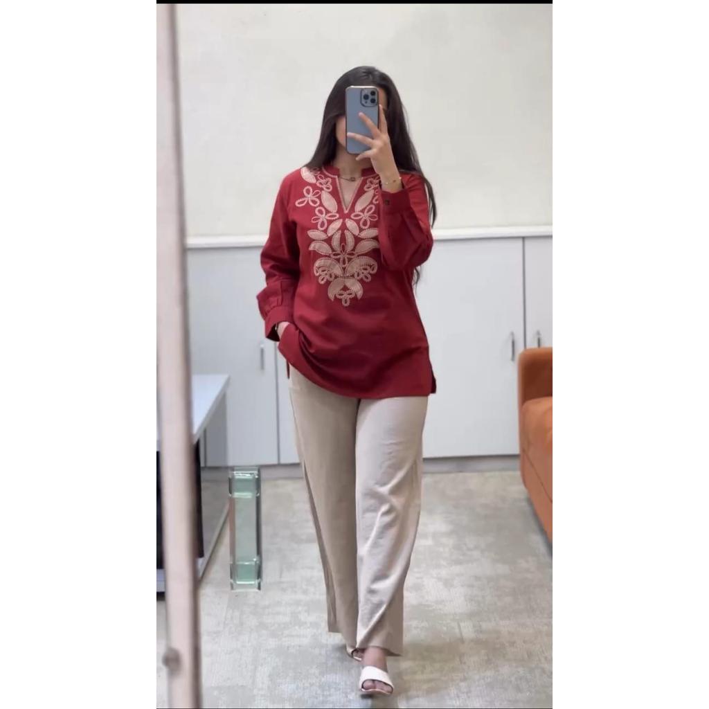 Czysta bawełna Haftowana Kurti z Zestawem Spodni Indyjski Bollywood Top Kurta Zestaw Sznurkowy