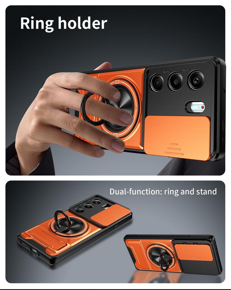 2 in 1 Ring Grip Built-in Magnetic Car Holder Case for Tecno Camon 40 Pro camon40 Camon 30 20 pro Lens push-pull protect Cover