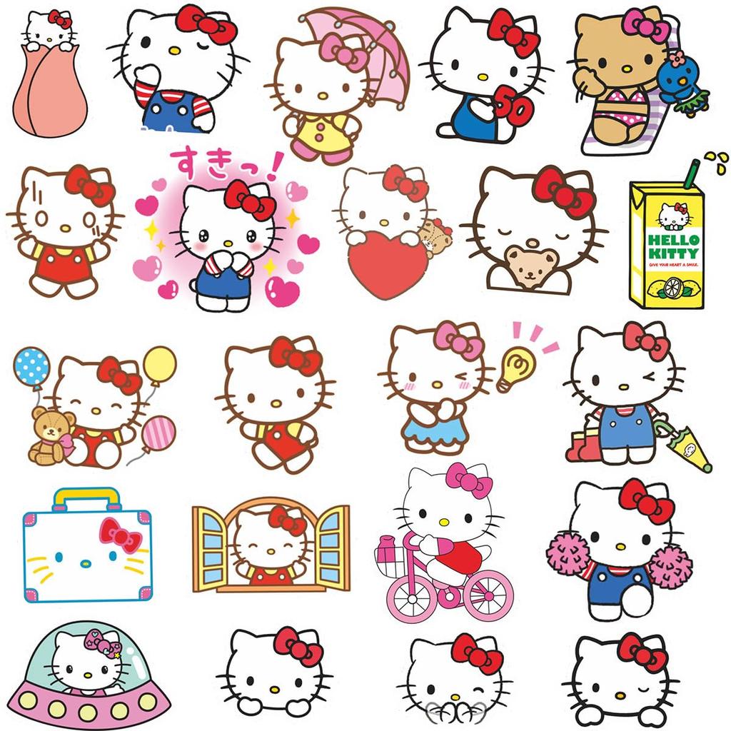 Hello Kitty Stickers, 100-Piece Set, Cute Anime Stickers for Crayon Shin-chan, Waterproof Decals, Cute and Stylish Cartoon DIY Stickers, Great Gifts