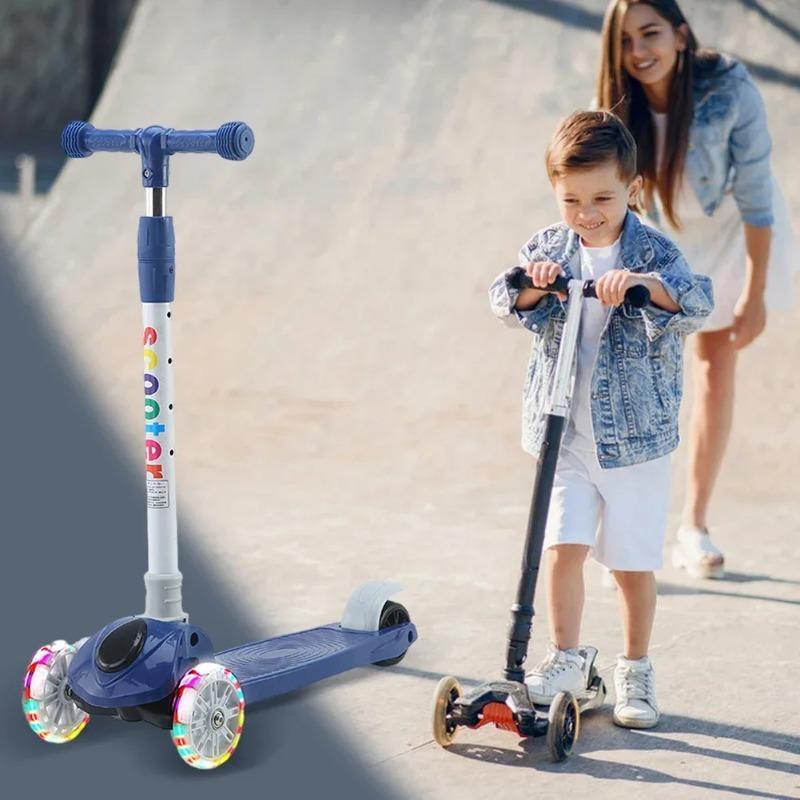 Children'S Scooter 3 In 1 Baby Scooter Can Slide Stand And Flash 3 Wheels Foldable Micro Scooter Boys And Girls 2-6 Years Old