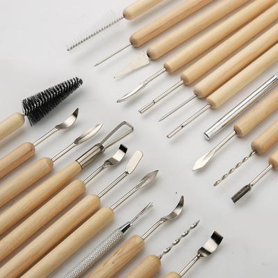 11pcs Stainless Steel Clay Carving Knife Set with 7 Needle Carving Tools and Wooden Handle, Perfect for Pottery and Ceramics DIY