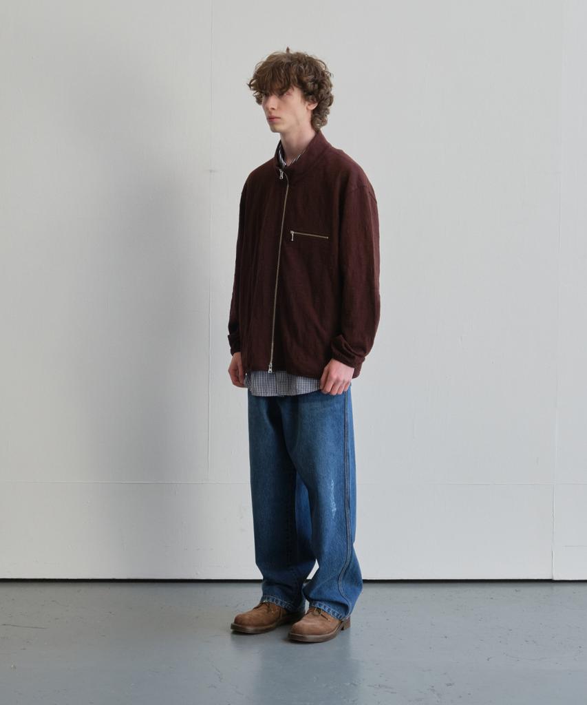 Horlisun Baxter Slub Zip Up Jacket Dark Brown