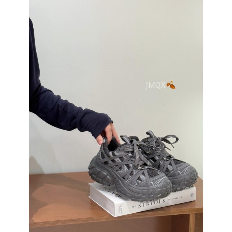 

Durian sole dad shoes women s autumn new leather mesh breathable versatile sports shoes running shoes 35 серый