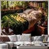 Warm Bedroom TapestryLiving Room Decoration Painting Surrounded by Sunlit Green Plants