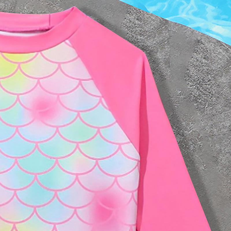 2025 New Style Girls' Long-Sleeve Mermaid Two-Piece Swimsuit