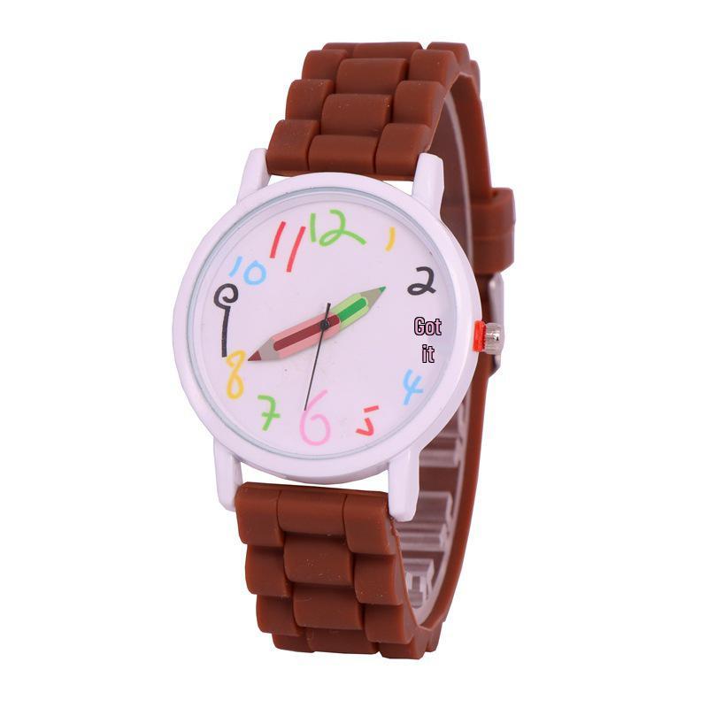 Cartoon Colorful Number Women's Jelly Silicone Strap Quartz Wristwatch