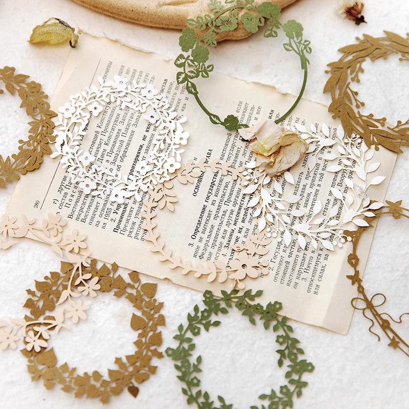 European Flower Wreath DIY Retro Journal Paper with Garden Theme - 6 Styles