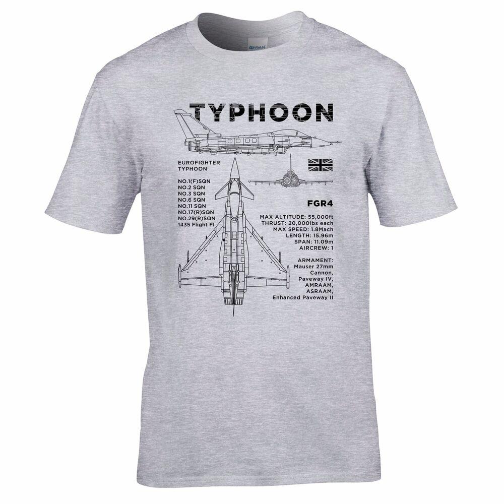 RAF Eurofighter Typhoon Blaupause T-Shirt 100% Baumwolle Rundhalsausschnitt Sommer Kurzarm Freizeit Herren T-Shirt Größe S3XL