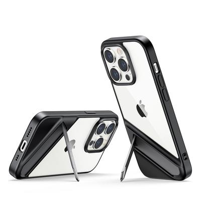 Rigid Case with Gel Frame and Built-in Stand for iPhone 14 Pro, Black