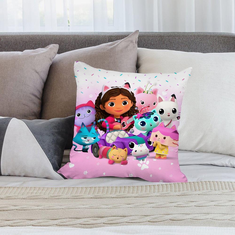 Federa Cuscino Gatti Casa delle Bambole di Gabby per Bambini Copricuscini Corti in Peluche Decorazione Divano Regalo Casa Stampa Double-Sided Federa Cuscino