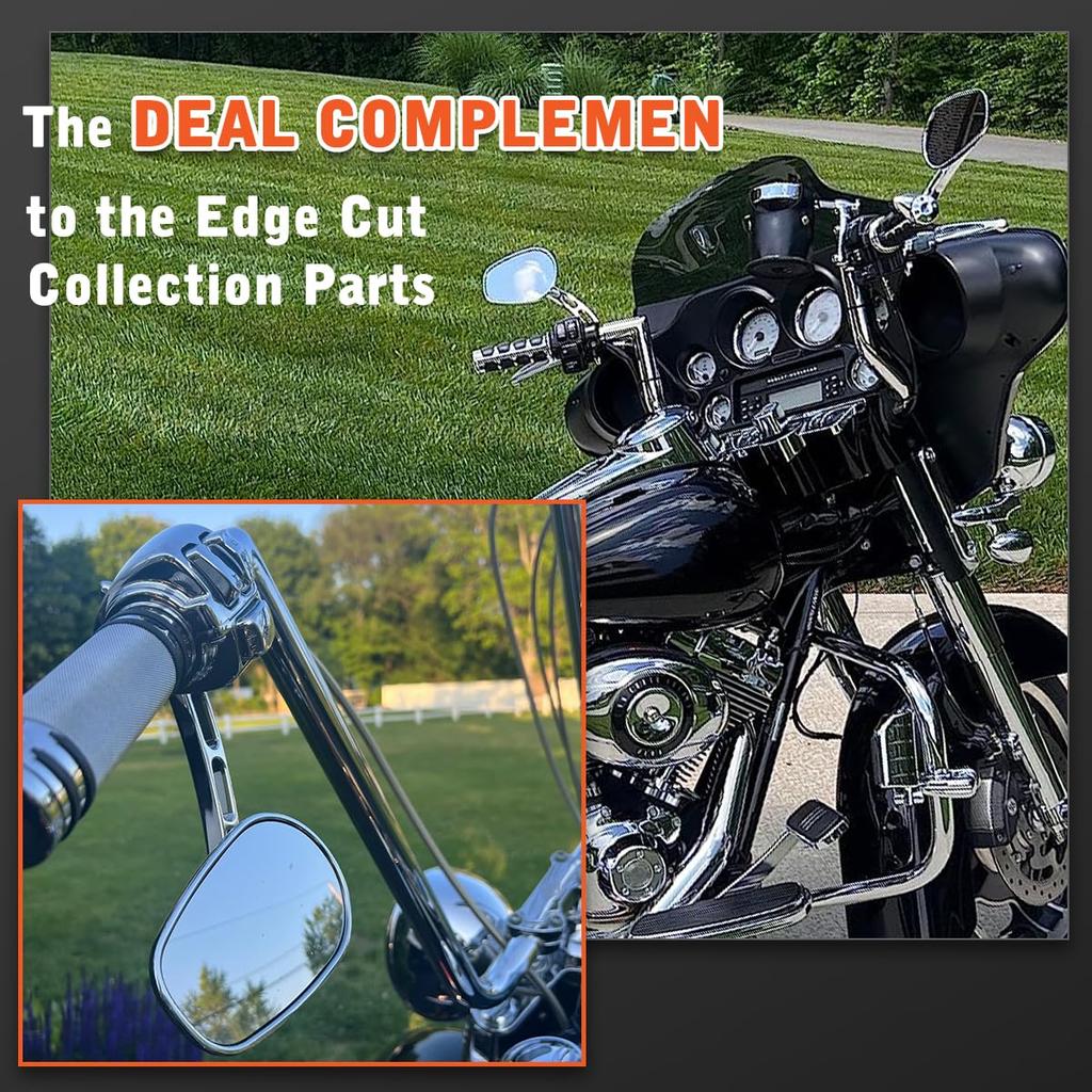 FOVPLUE Chrome Oval Fairing Rear Mirror, Motorcycle Mirror Adjustment, Fits Harley Sportster Dyna Bobber Chopper Street Gliden, Fits Most 8mm Thread H