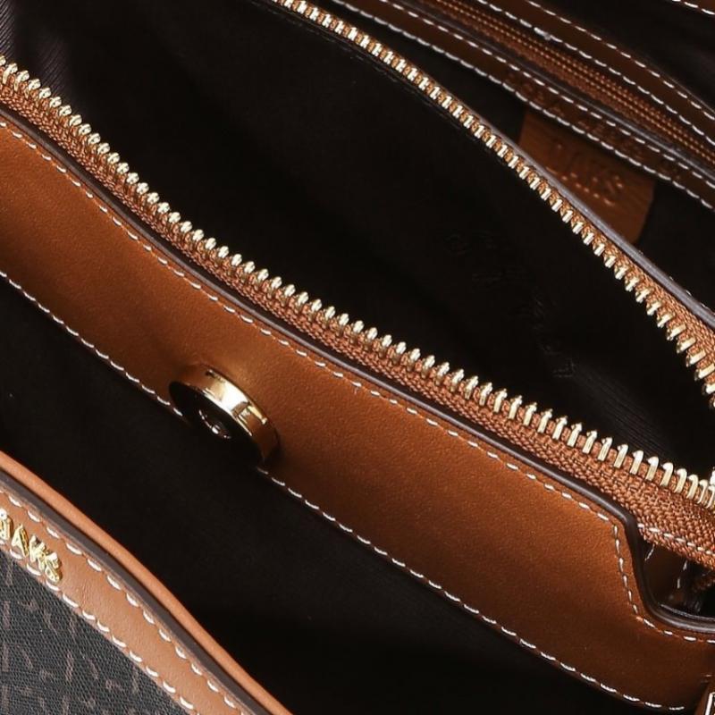Daks Brown Barnet Dd Pattern Leather Medium Bucket Bag