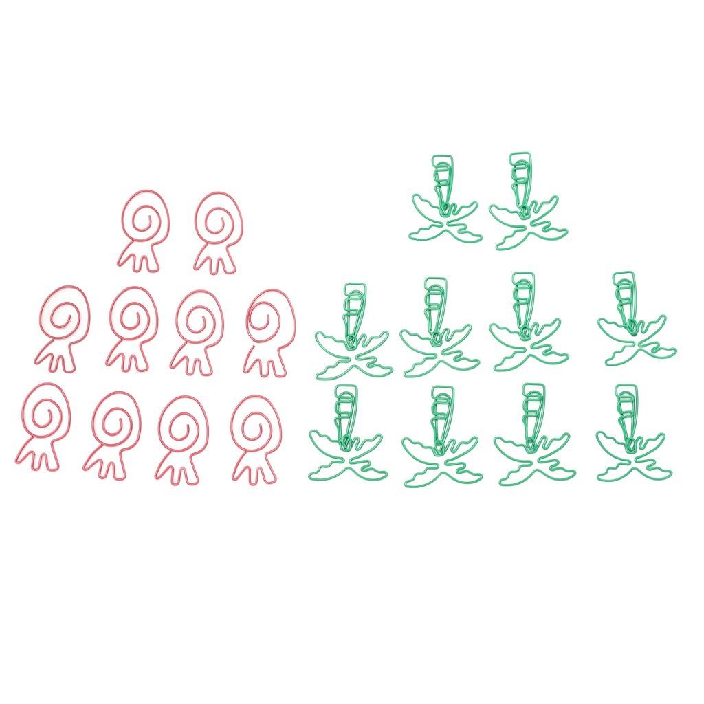 100pcs Paper Clips Portable Mini Electroplating Green Tree Pink Strawberry Shape Metal Paper Clips for Office