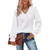 Loose Cutout V-neck Long-Sleeved Top European and American Loose Hollow out V-neck Long sleeve Top