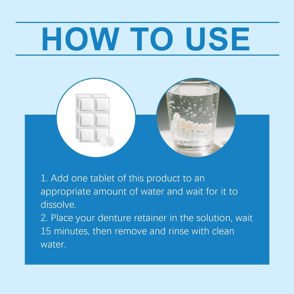 Denture Cleaning Effervescent Tablets: Daily Cleaning of Denture Dirt and Stains, Denture Care Effervescent Tablets