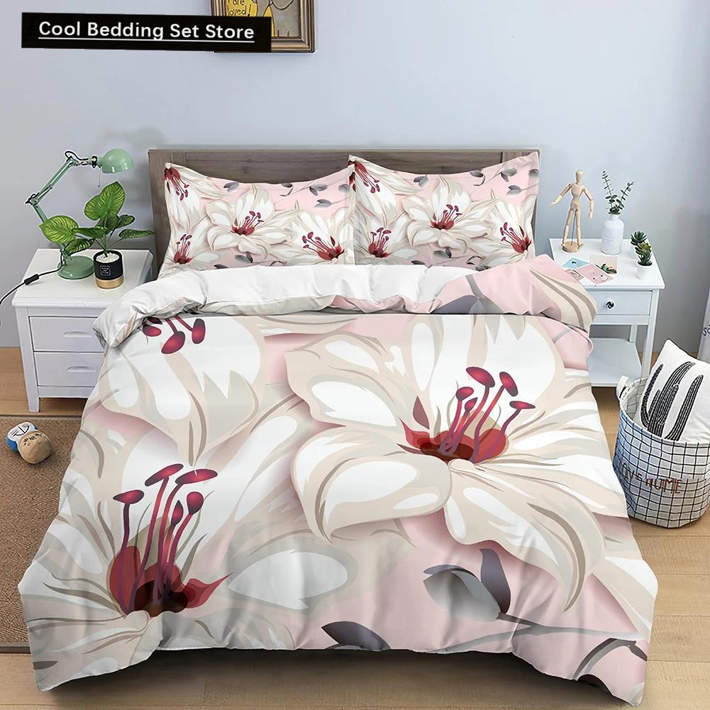 

Пододеяльник с цветами King Queen, 3D-цветной цветочный принт, комплект постельного белья из полиэстера для подростков, взрослых, женщин, мягкий пододеяльник с листьями EU single(135x200cm)