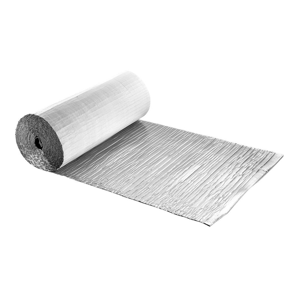Reflective Insulation Roll, Double-Layer Air Bubble Radiant Barrier, 6mm 30.48 m x 1.22 m, Aluminum Foil White PE Film Heat Reflective Shield, Thermal