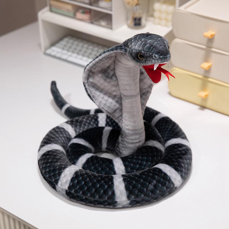 Realistic Cobra Plush Snake Toy - Stuffed Anaconda Prank Gift for Boys