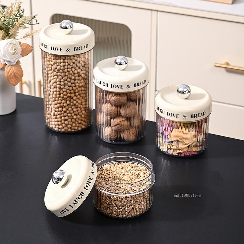New Simple Grain Tank Plastic Sealed Jars Household Kitchen Grain Storage Box Coffee Bean Powder Storage Tank Storage Container