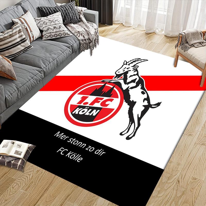 1. Tappeto Quadrato a Fantasia Flanella FC Köln, Tappeto da Area, Tappeto per Soggiorno Camera da Letto Divano Sala Giochi Decorazione, Tappetino Antiscivolo